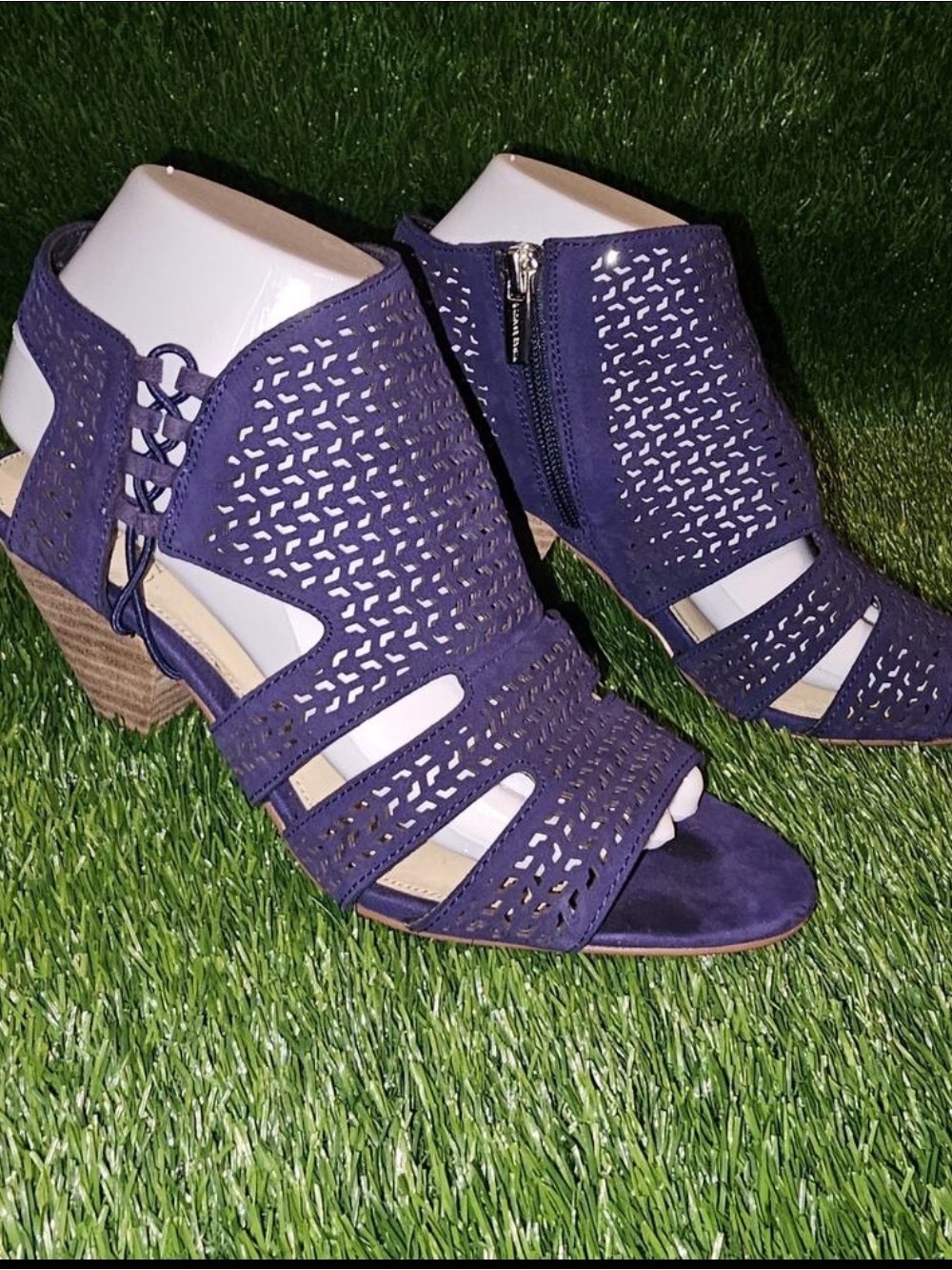 Vince Camuto Purple Perforated Leather Sandals
